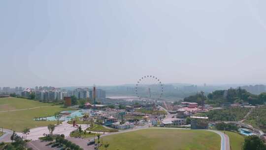 广安城市航拍游乐园视频素材模板下载