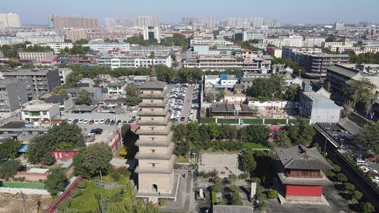 河北石家庄正定古城开元寺航拍