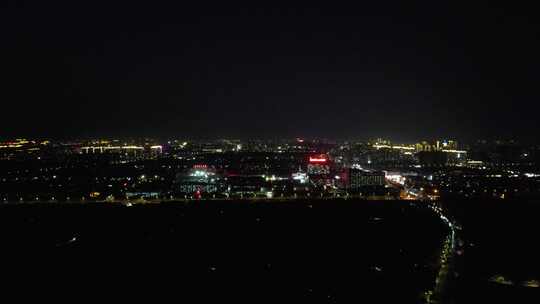 河南商丘城市大景夜景灯光航拍