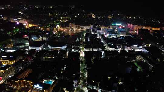 广西桂林城市夜景灯光交通航拍