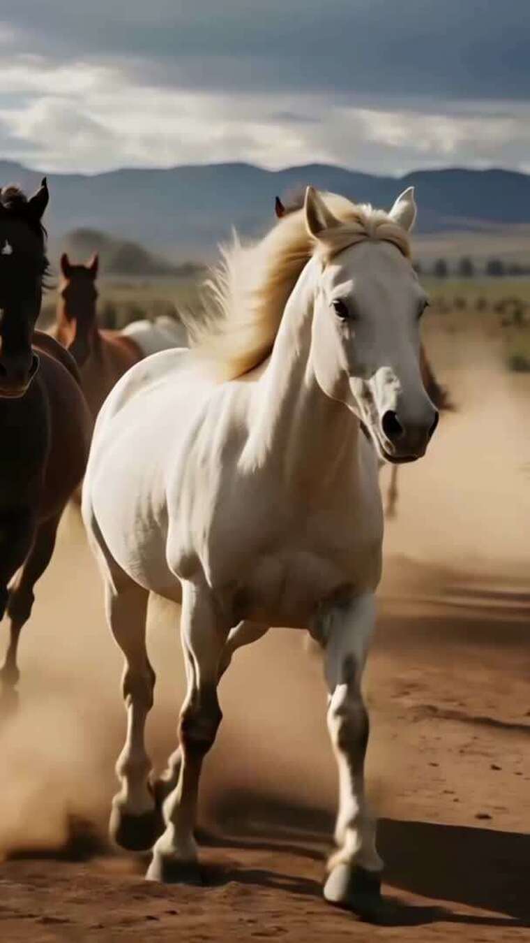 【竖屏】草原骏马奔腾视频素材