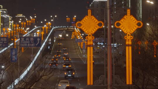 过年喜庆氛围 新年繁华夜景 热闹过年