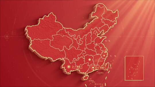 简洁中国红色地图