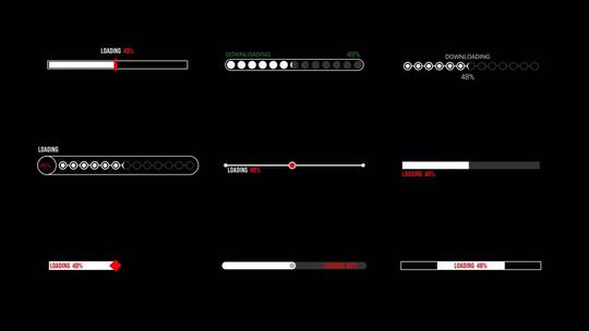 不同集合进度条素材包AE模板