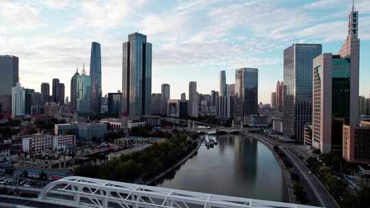 天津海河风景奥式风情区城市建筑风光航拍