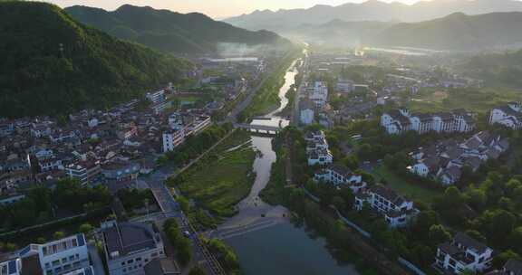 浙江湖州安吉青山绿水发源地余村景区航拍