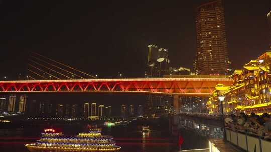 千厮门大桥夜景视频素材模板下载