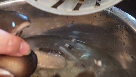 水槽清洗平菇沥干水分视频素材模板下载