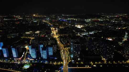 福建福州城市夜景灯光航拍