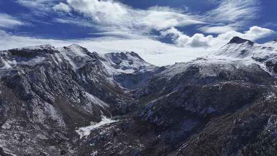 航拍川西贡嘎山乡高山森林雪景风光