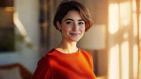 自信微笑的年轻女性形象适用于商业宣传广告