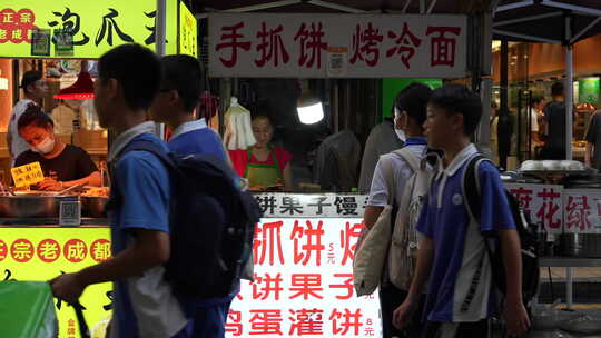 夜晚市集农贸市场美食食物小店