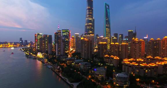 上海航拍延时外滩陆家嘴金融城