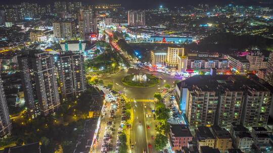 4K东莞清溪转盘文化广场夜景延时1