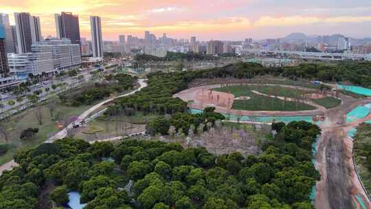 深圳光明科学公园城市公园建设航拍全景