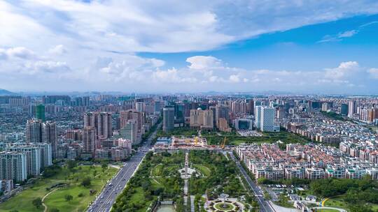 广东汕头城市风光开放广场航拍延时8K