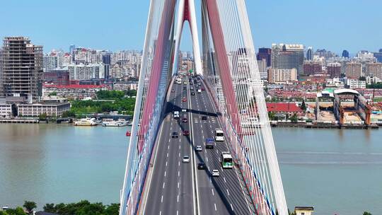 航拍上海城市风景 上海杨浦大桥