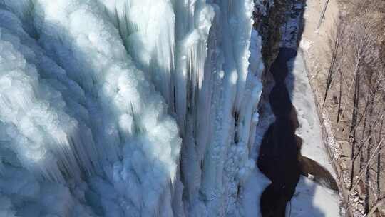 冰瀑冰雪景观近景航拍视频素材模板下载