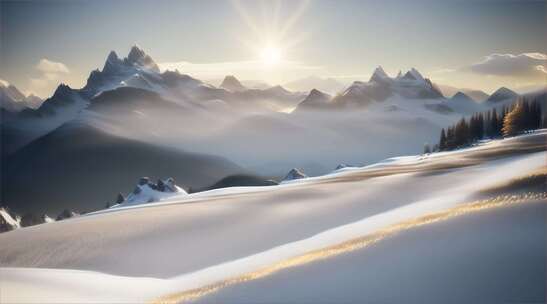 AIGC素材 雪山山峰之巅山脉风景