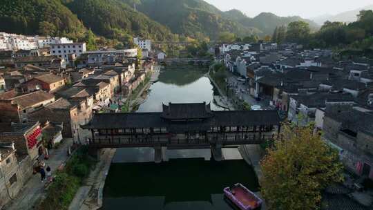 4k景德镇瑶里古镇水乡航拍全景