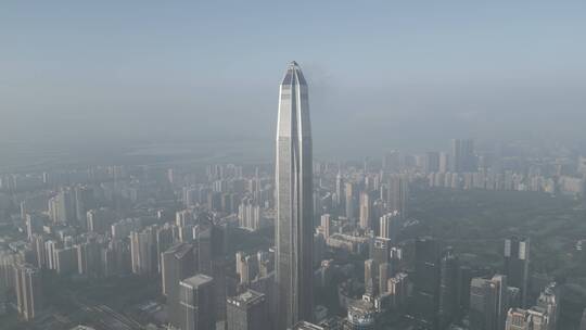 深圳CBD平安金融中心雾霾灰度素材