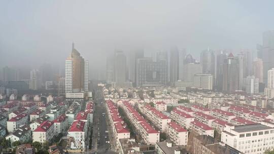 上海陆家嘴蓝天城市航拍4K