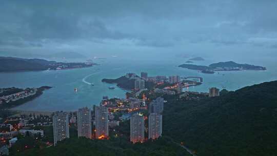 香港愉景湾夜景航拍