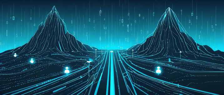 科技感线条山脉道路画面