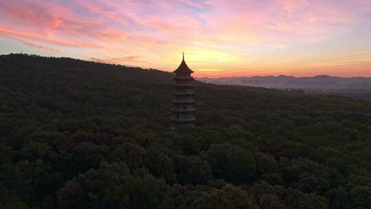 灵谷寺 中山陵风景区 南京秋天 灵谷寺朝霞