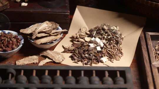 木桌木雕家具老中药房研究中药配方计量药方