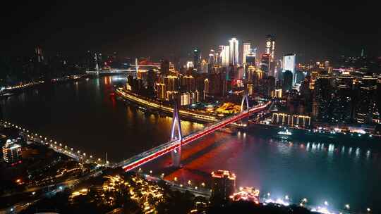 重庆东水门大桥夜景航拍视频素材模板下载