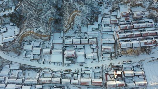 乡村雪景航拍 北方农村  土地