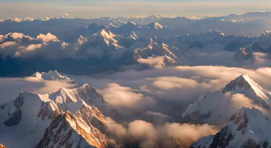 雪山云雾阳光山峰云海日出自然生态环境风景