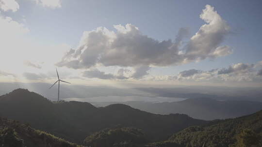 玉溪澄江 风车山 空镜 索尼 Log2 实拍素材