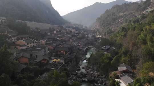 江西上饶望仙谷航拍山谷建筑景观