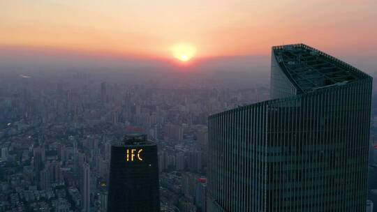 广州国际金融中心日落光芒-2视频素材模板下载