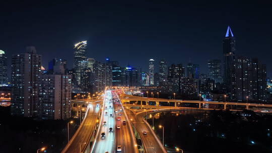 上海延安路立交城市车流夜景