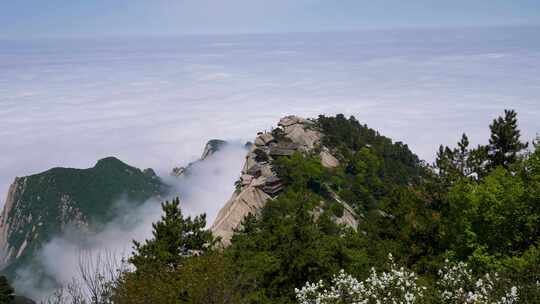 陕西旅游西岳华山山顶云海天空