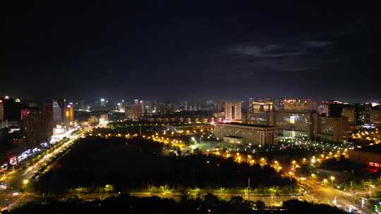 航拍江西宜春市政府夜景