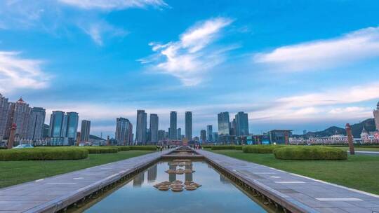 大连星海广场日转夜城市风光延时