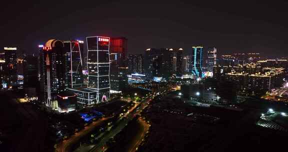 佛山南海桂城夜景航拍视频素材