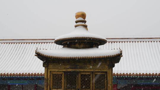 大雪中的北京故宫江山社稷殿