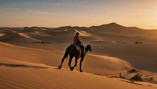 沙漠风光骆驼丝绸之路ai素材原创