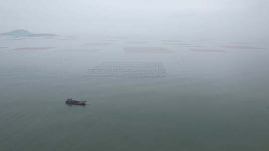 福建霞浦海边渔船航拍