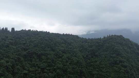 云雾缭绕四川九峰山、巍峨大山