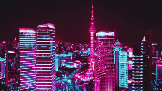 上海赛博朋克夜景航拍