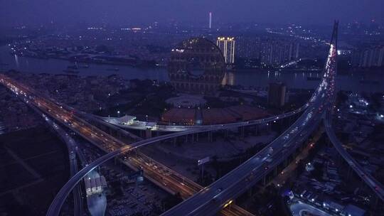 广东省广州市市中心城市夜景航拍