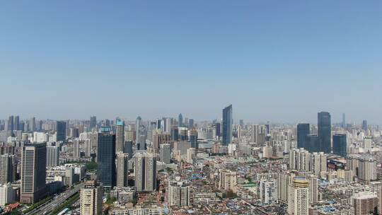 航拍湖北武汉城市风光高楼建筑