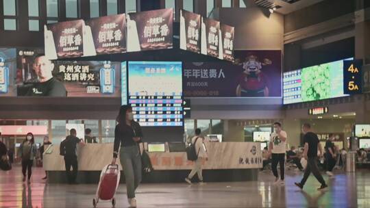 火车站候车室 车站站台 旅行游客出行视频素材模板下载