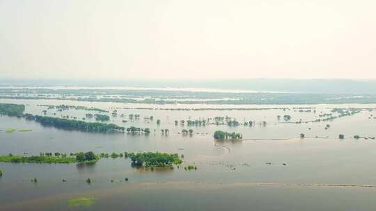 航拍抚远四合乌苏里江湿地风光